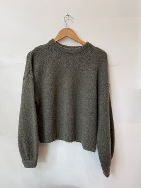 NAADAM Olive Green Relaxed Crewneck Sweater